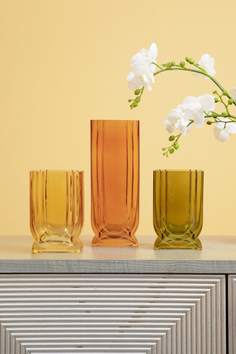 Small Olive Green Glass Vase