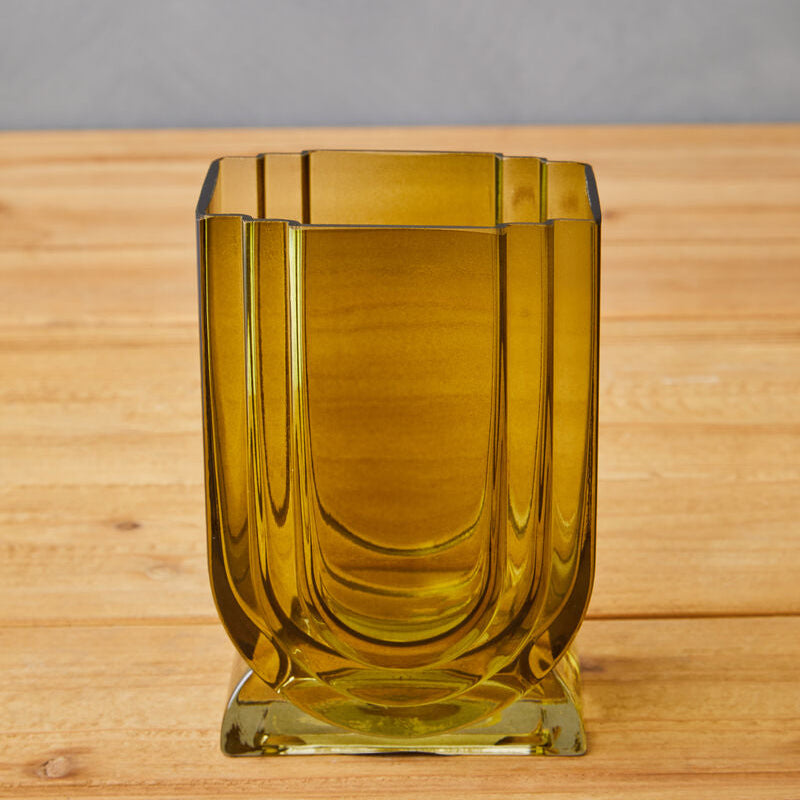 Small Olive Green Glass Vase