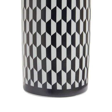 Large Black and White Geometric Ceramic Jar