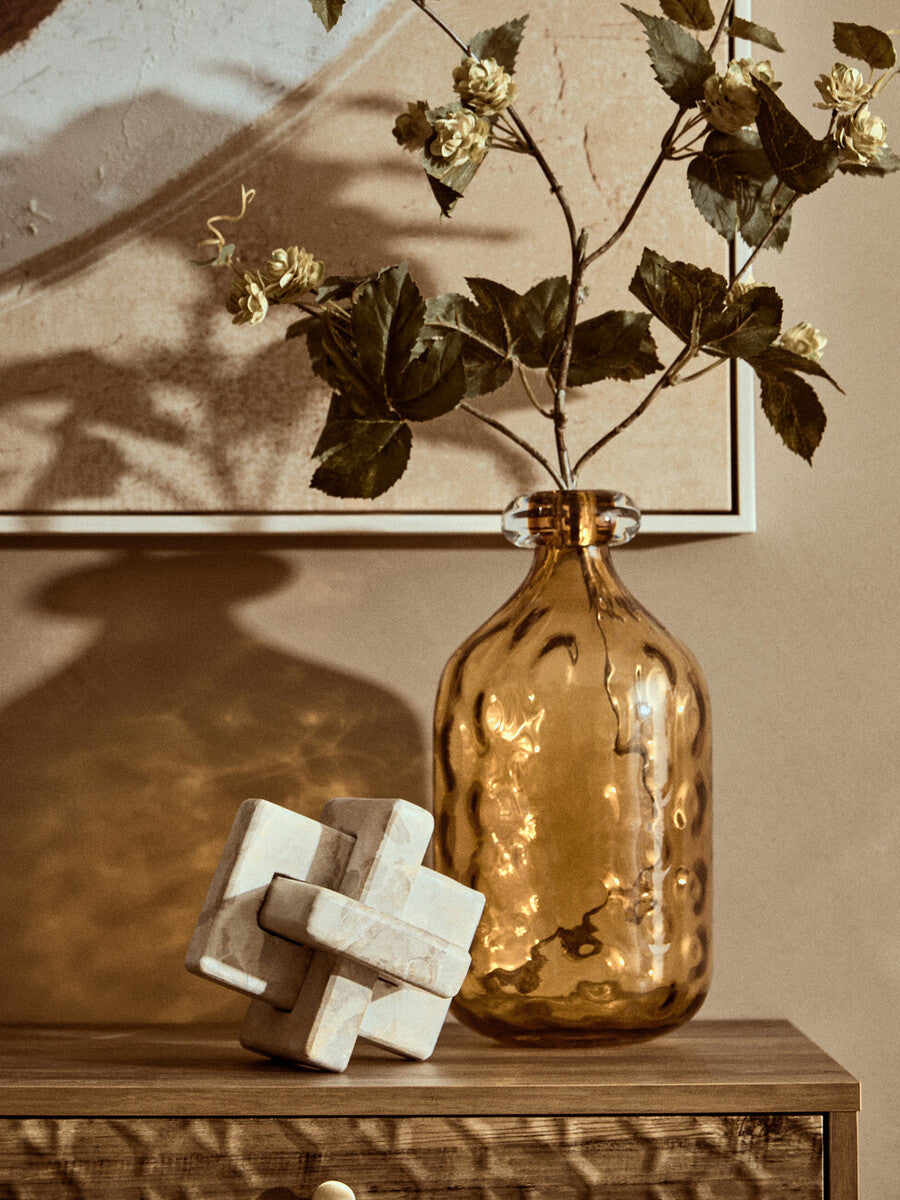 Tall Amber Bottle Vase