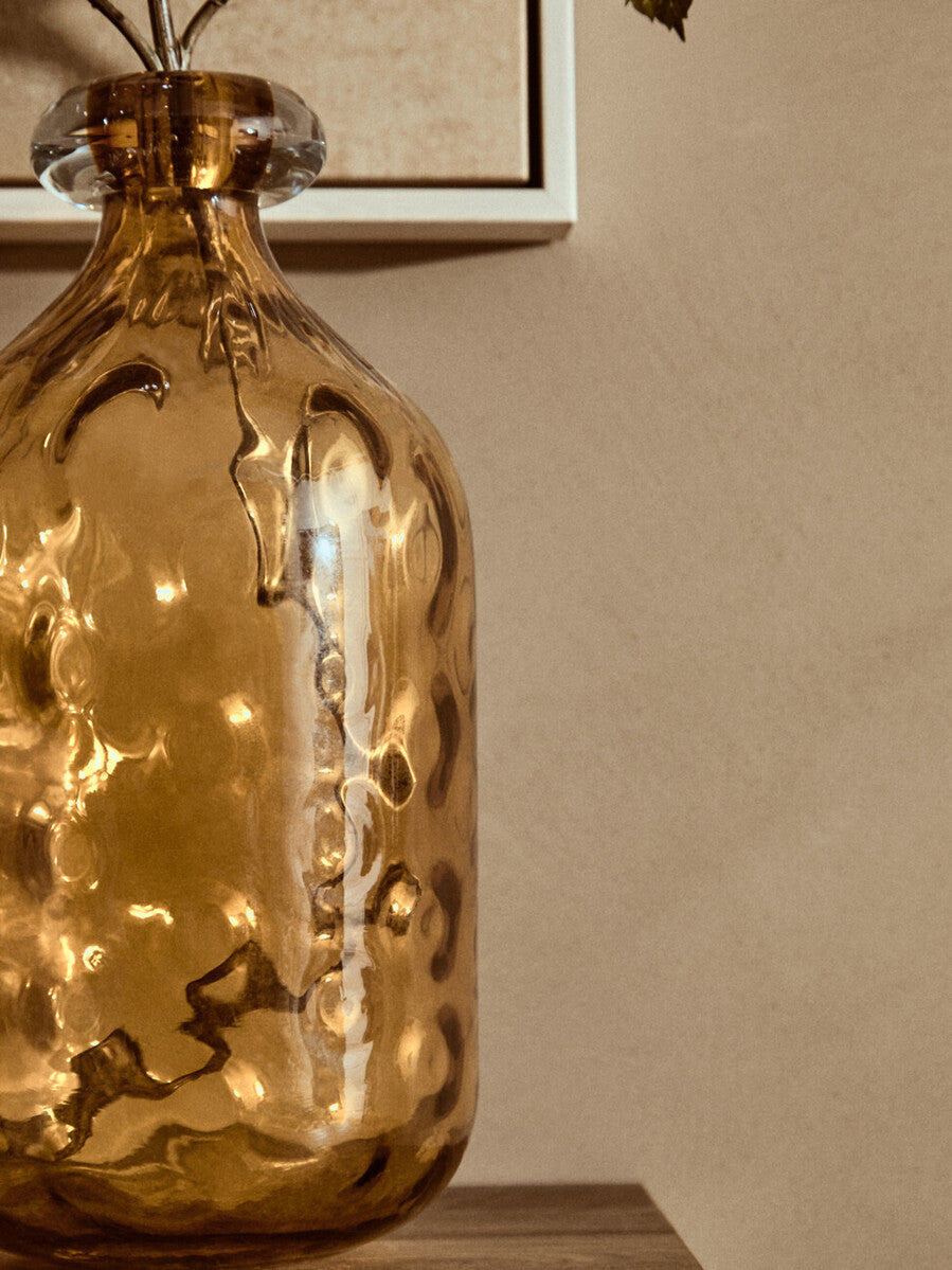Tall Amber Bottle Vase
