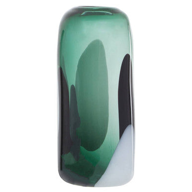 Small Green Glass Vase with Abstract Pattern
