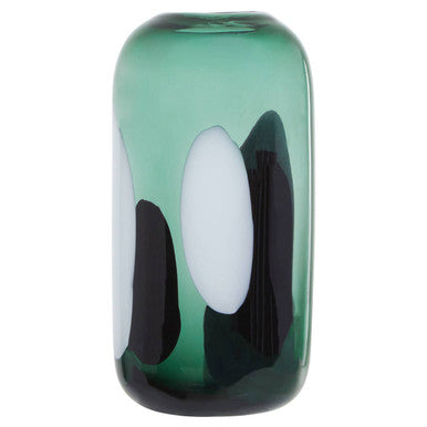 Small Green Glass Vase with Abstract Pattern