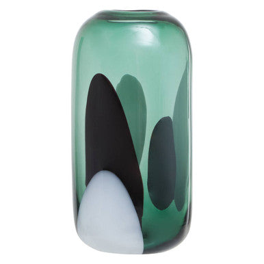 Small Green Glass Vase with Abstract Pattern