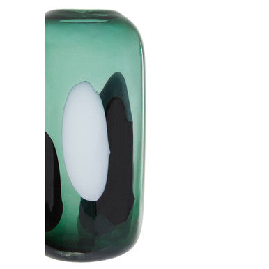 Small Green Glass Vase with Abstract Pattern