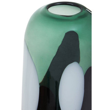 Small Green Glass Vase with Abstract Pattern