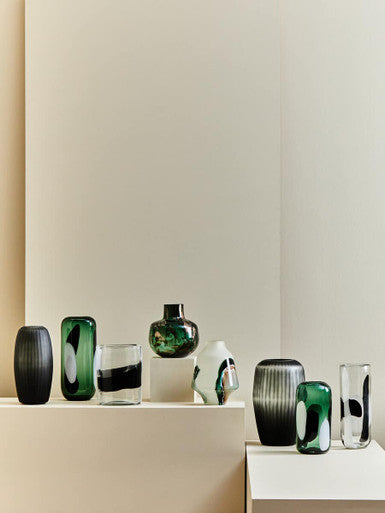Green and Gold Small Glass Vase