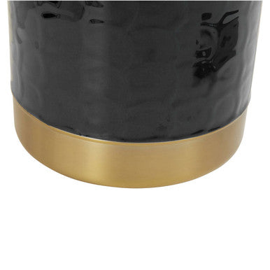 Black Enamel Ice Bucket with Gold Finish