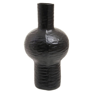 Large Abstract Black Vase Hand Cast Sculptural Statement Piece