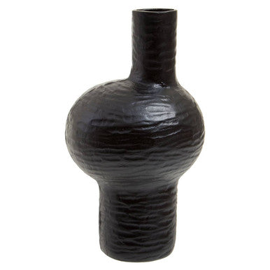 Large Abstract Black Vase Hand Cast Sculptural Statement Piece