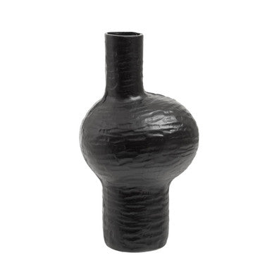 Large Abstract Black Vase Hand Cast Sculptural Statement Piece