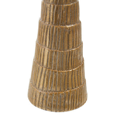 Large Gold Finish Candle Holder with Hand Etched Detail