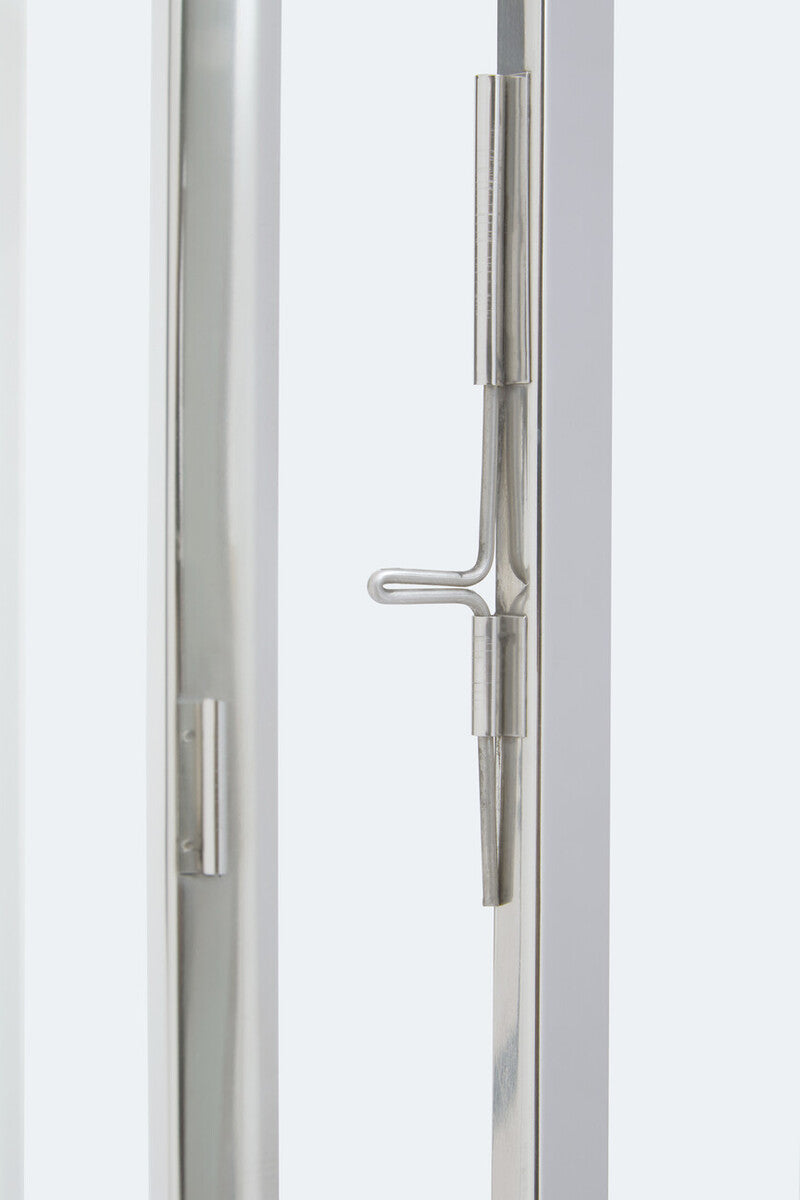 Large Silver Steel Lantern with Leather Handle