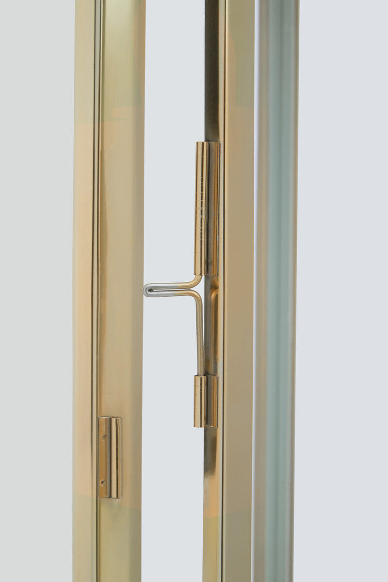 Large Gold Steel Lantern with Hair On Leather Handle