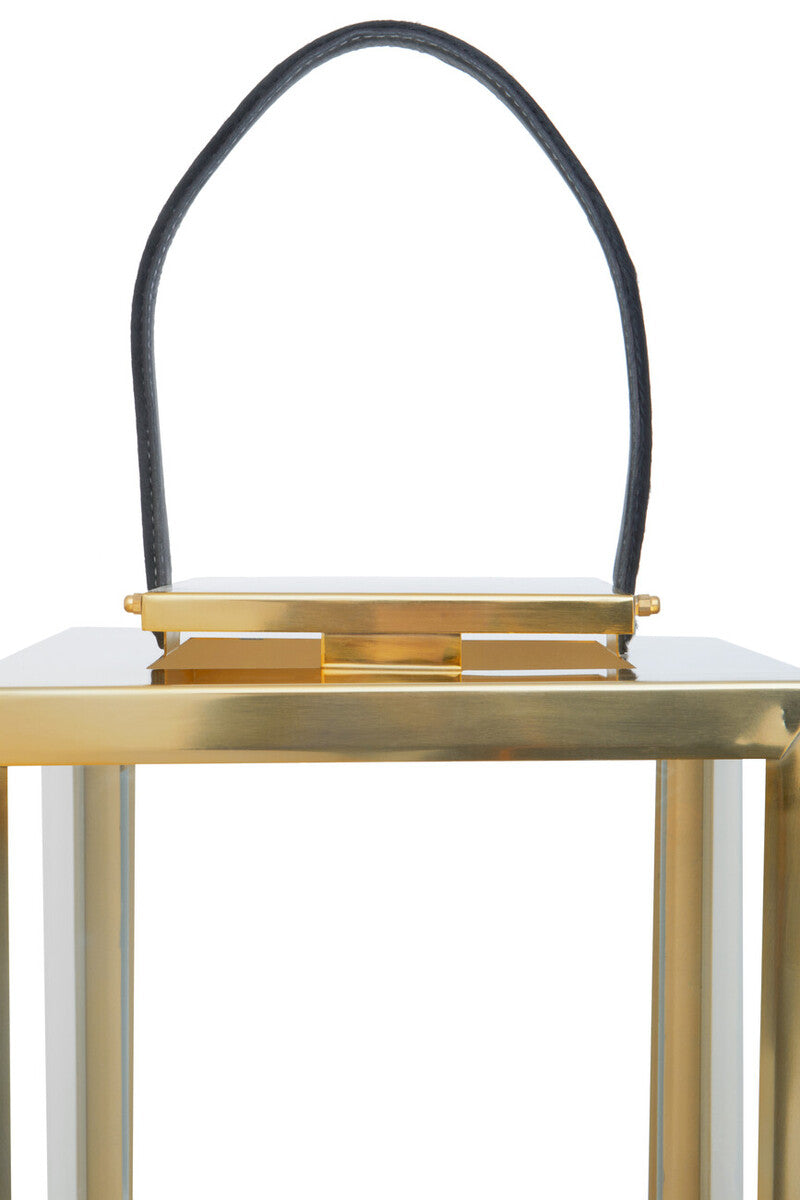 Small Gold Steel Lantern with Hair on Leather Handle