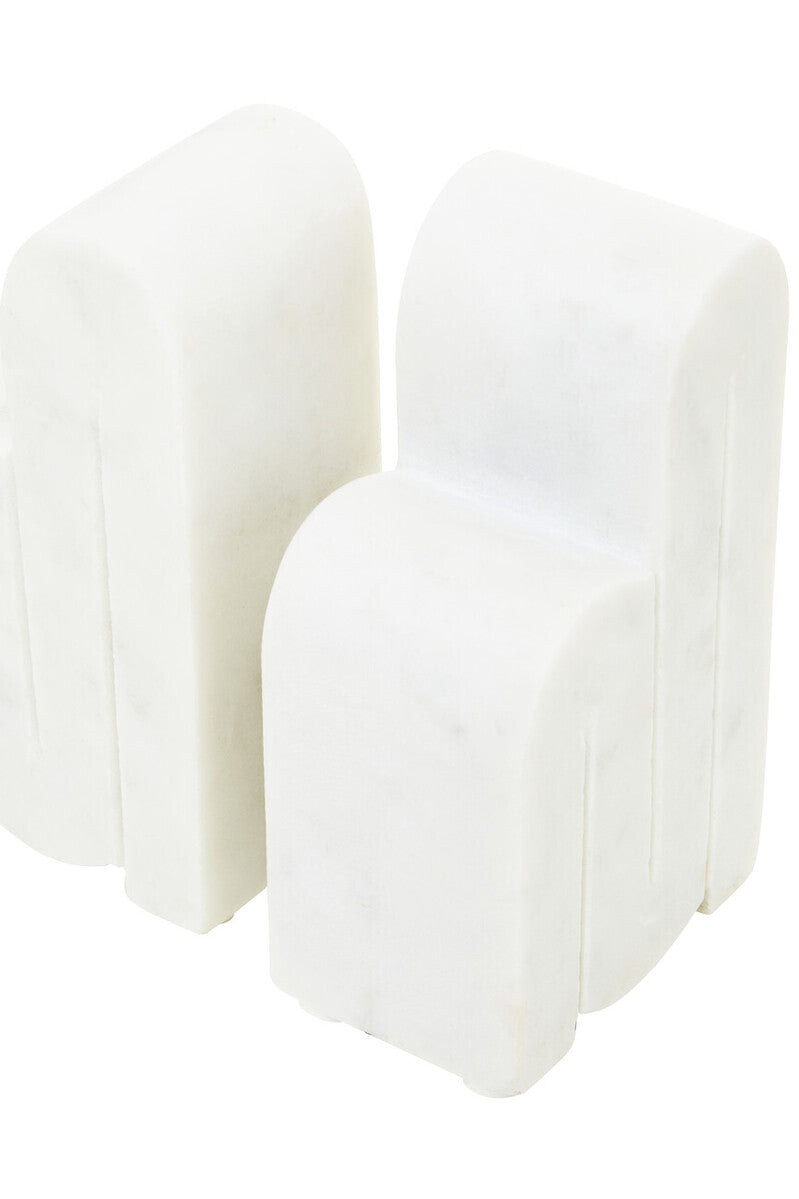 Set of 2 White Marble Bookends