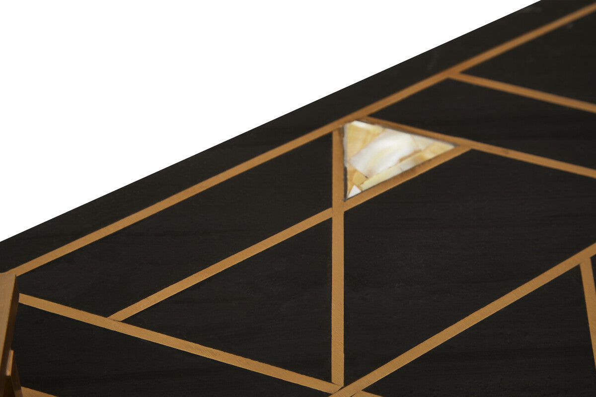 Black Slate Serving Tray with Gold Handles