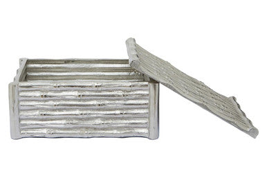 Large Silver Finish Bamboo Effect Trinket Box