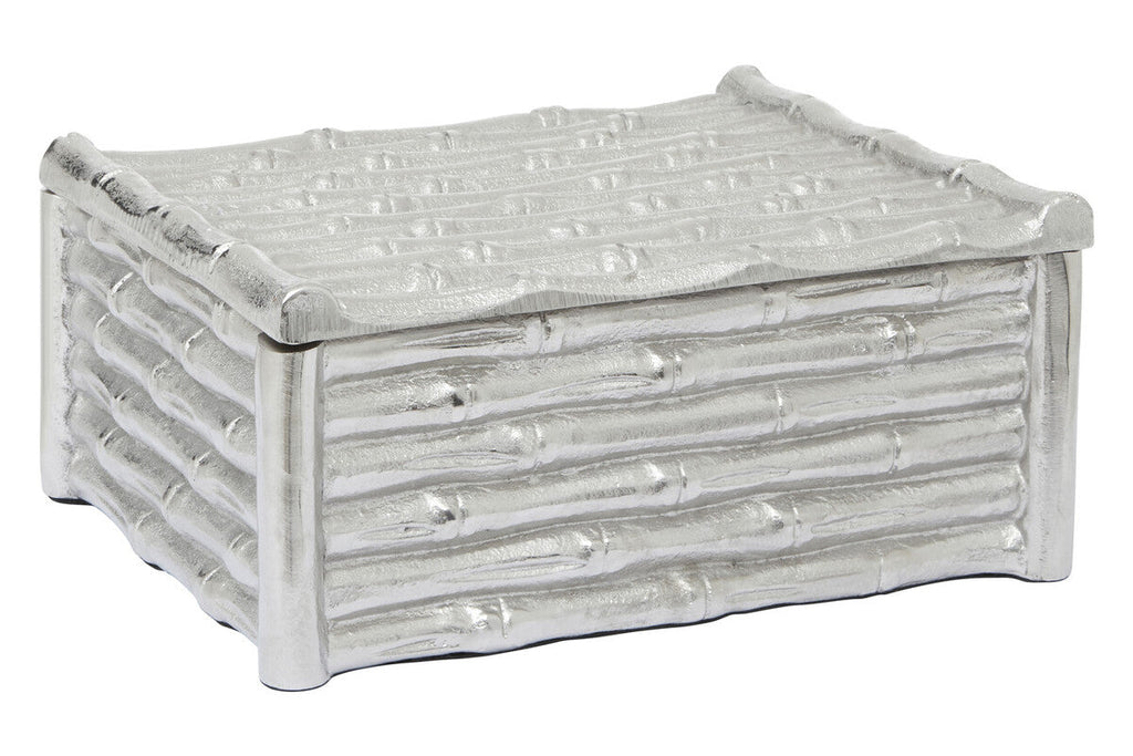 Large Silver Finish Bamboo Effect Trinket Box