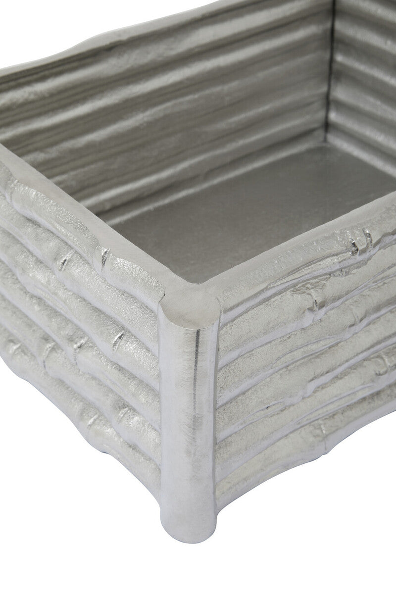 Large Silver Finish Bamboo Effect Trinket Box