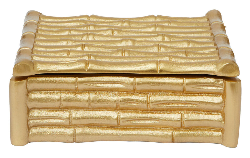 Small Gold Finish Bamboo Effect Trinket Box