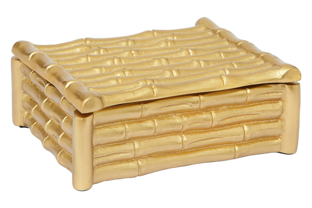 Small Gold Finish Bamboo Effect Trinket Box