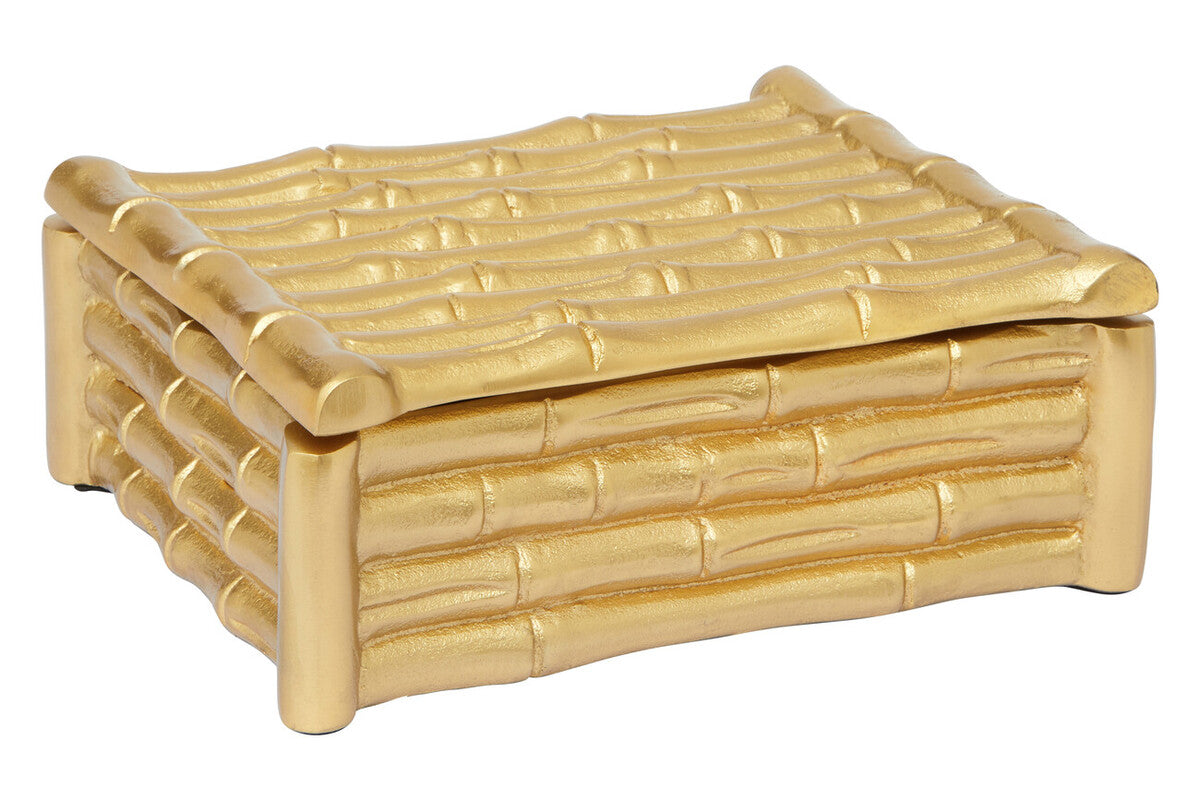 Small Gold Finish Bamboo Effect Trinket Box