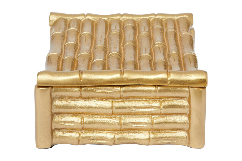Small Gold Finish Bamboo Effect Trinket Box