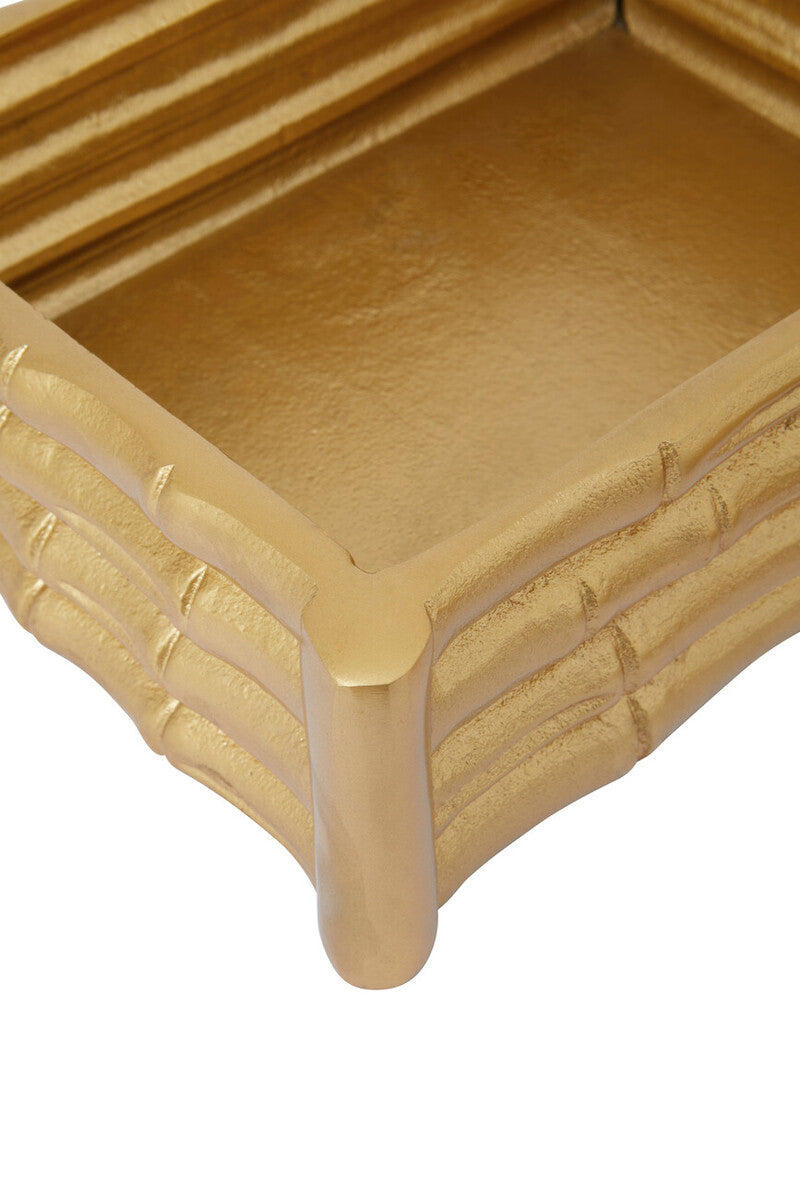 Small Gold Finish Bamboo Effect Trinket Box