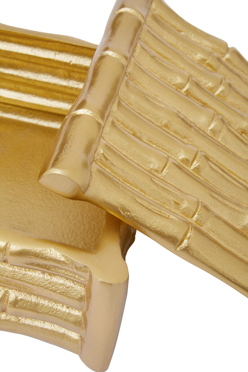 Small Gold Finish Bamboo Effect Trinket Box