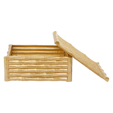 Large Gold Finish Bamboo Effect Trinket Box