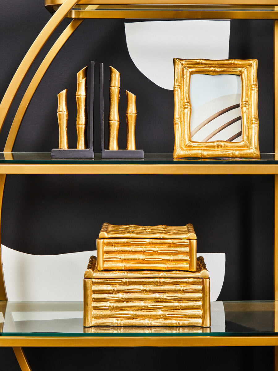 Large Gold Finish Bamboo Effect Trinket Box