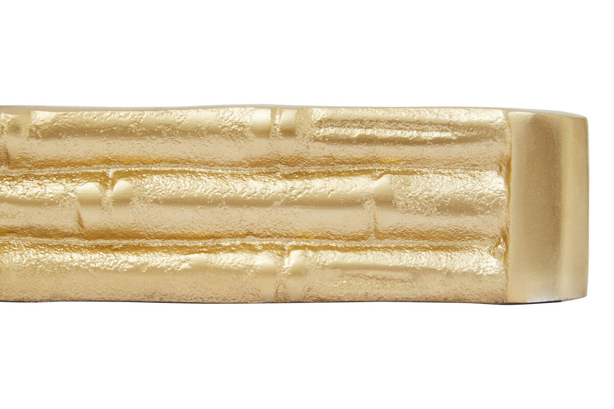 Gold Finish Bamboo Effect Mirrored Tray