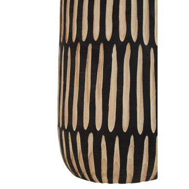 Large Natural and Black Wooden Vase