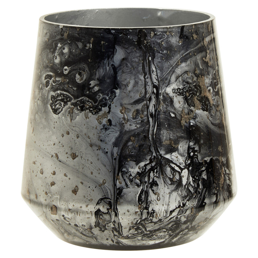 Grey Marble Effect Glass Candle Holder