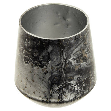 Grey Marble Effect Glass Candle Holder