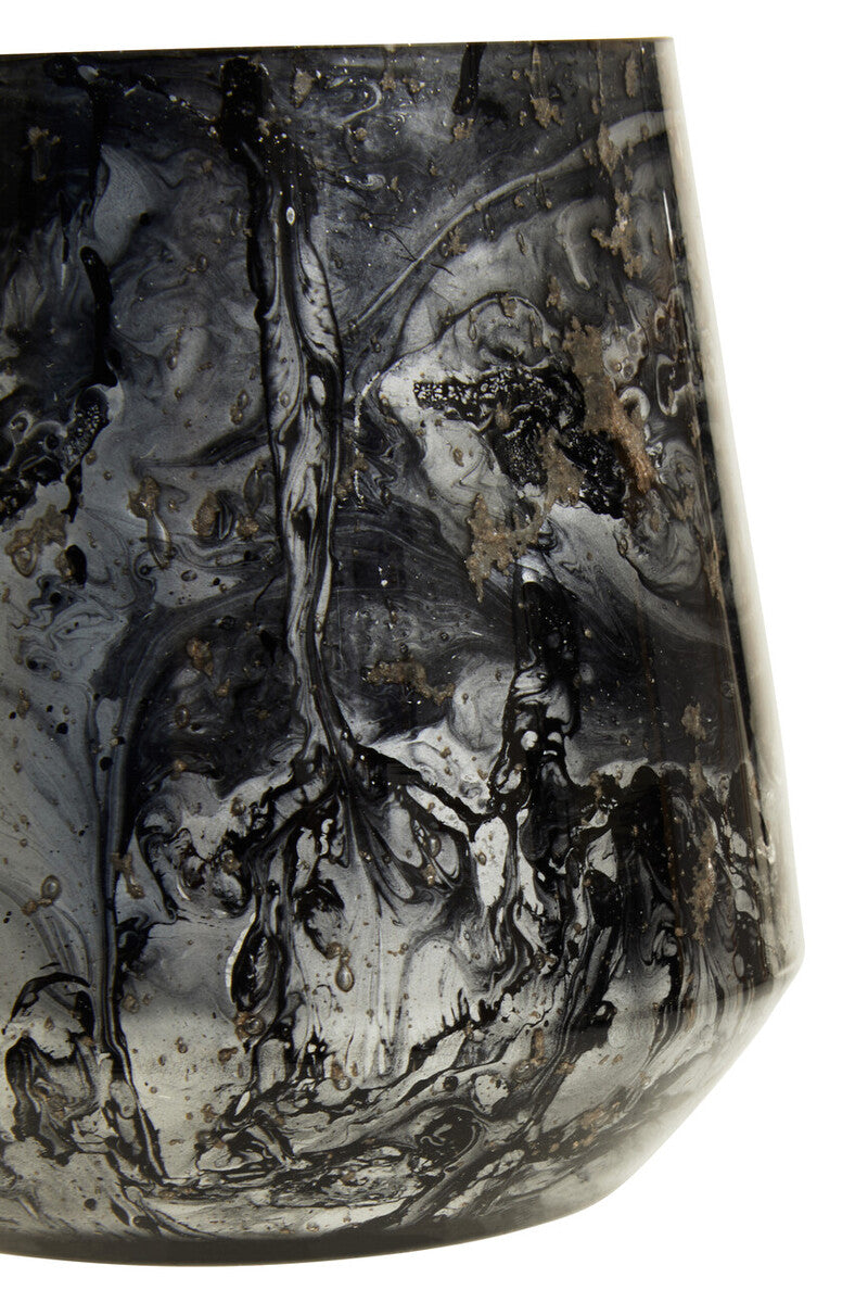 Grey Marble Effect Glass Candle Holder