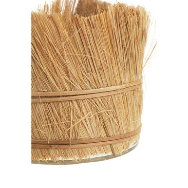 Natural Medium Candle Holder with Raffia Wrap