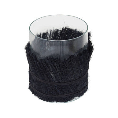 Black Medium Candle Holder with Raffia Wrap