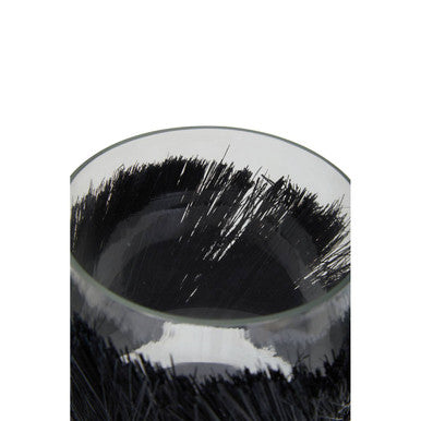Black Small Candle Holder with Raffia Wrap