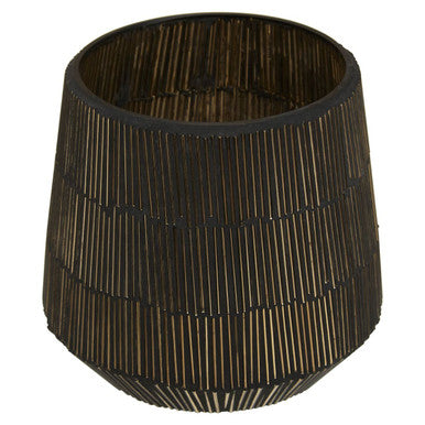 Small Mosaic Glass Candle Holder in Antique Gold