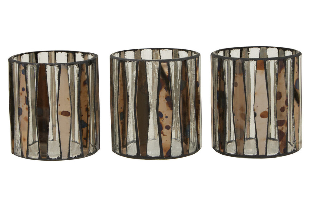 Smoked Antique Tealight Holders Set of 3
