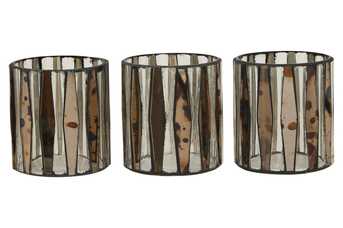 Smoked Antique Tealight Holders Set of 3