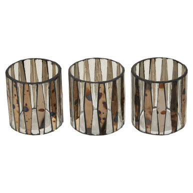 Smoked Antique Tealight Holders Set of 3