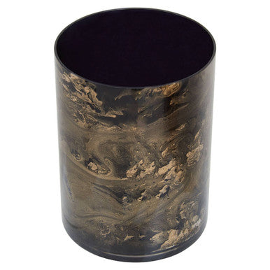 Black and Gold Marble Effect Small Candle Holder