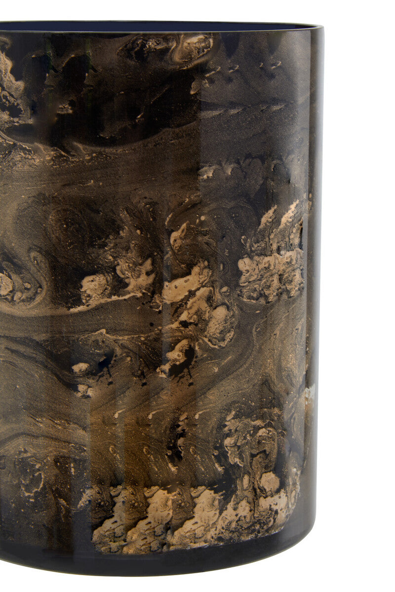 Black and Gold Marble Effect Small Candle Holder
