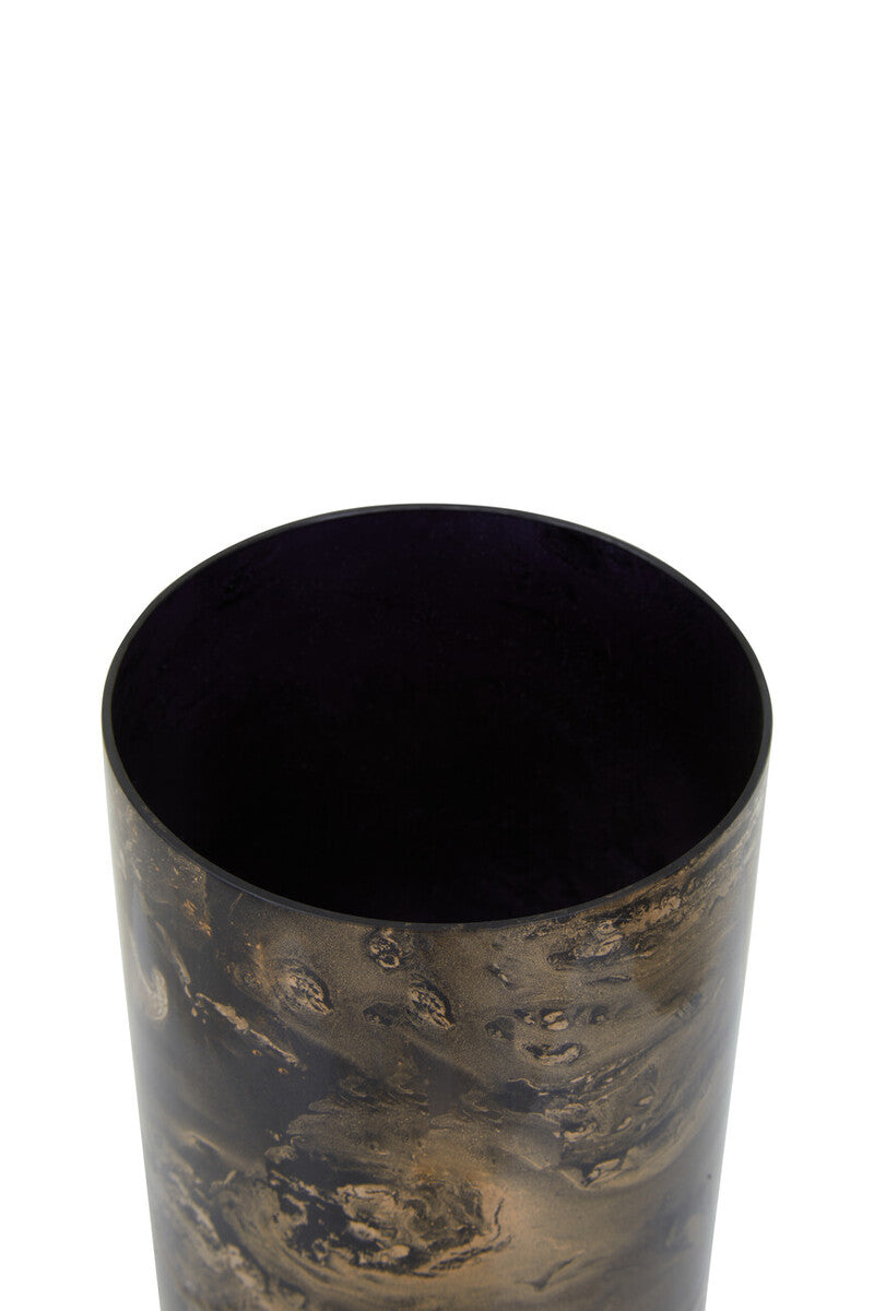 Black and Gold Marble Effect Small Candle Holder