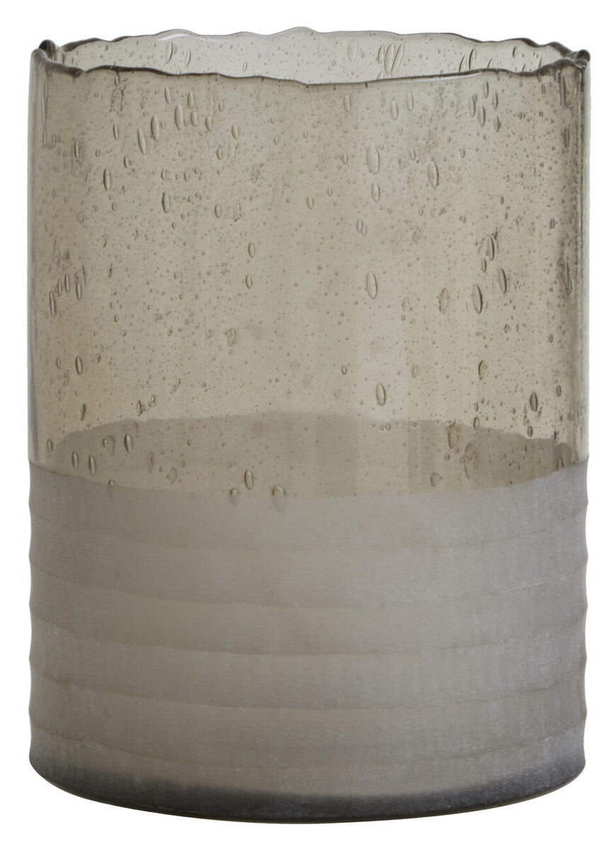 Natural Large Candle Holder in Clear Ribbed Glass