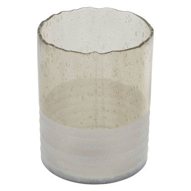 Natural Large Candle Holder in Clear Ribbed Glass