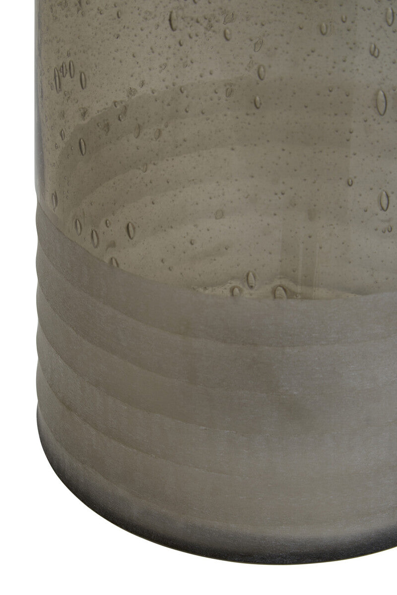 Natural Large Candle Holder in Clear Ribbed Glass